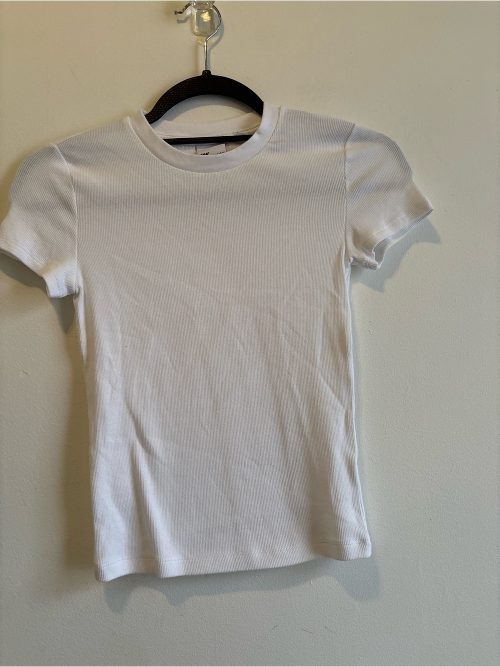 TNA White Ribbed Short Sleeve Crew Tee